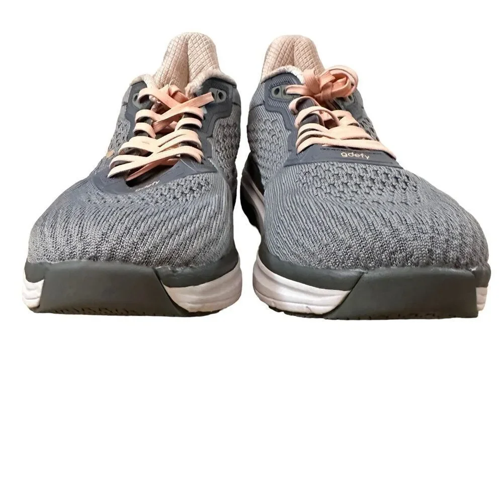 Women’s Gray Knit Athletic Sneakers with Peach Accents
